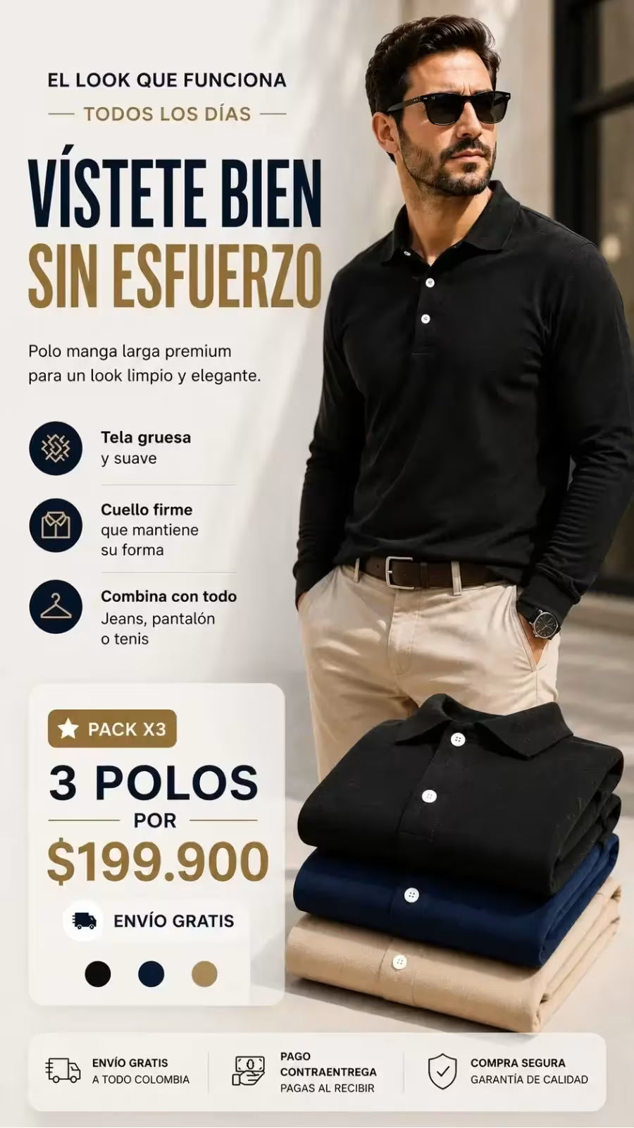 Polo Monaco Manga Larga