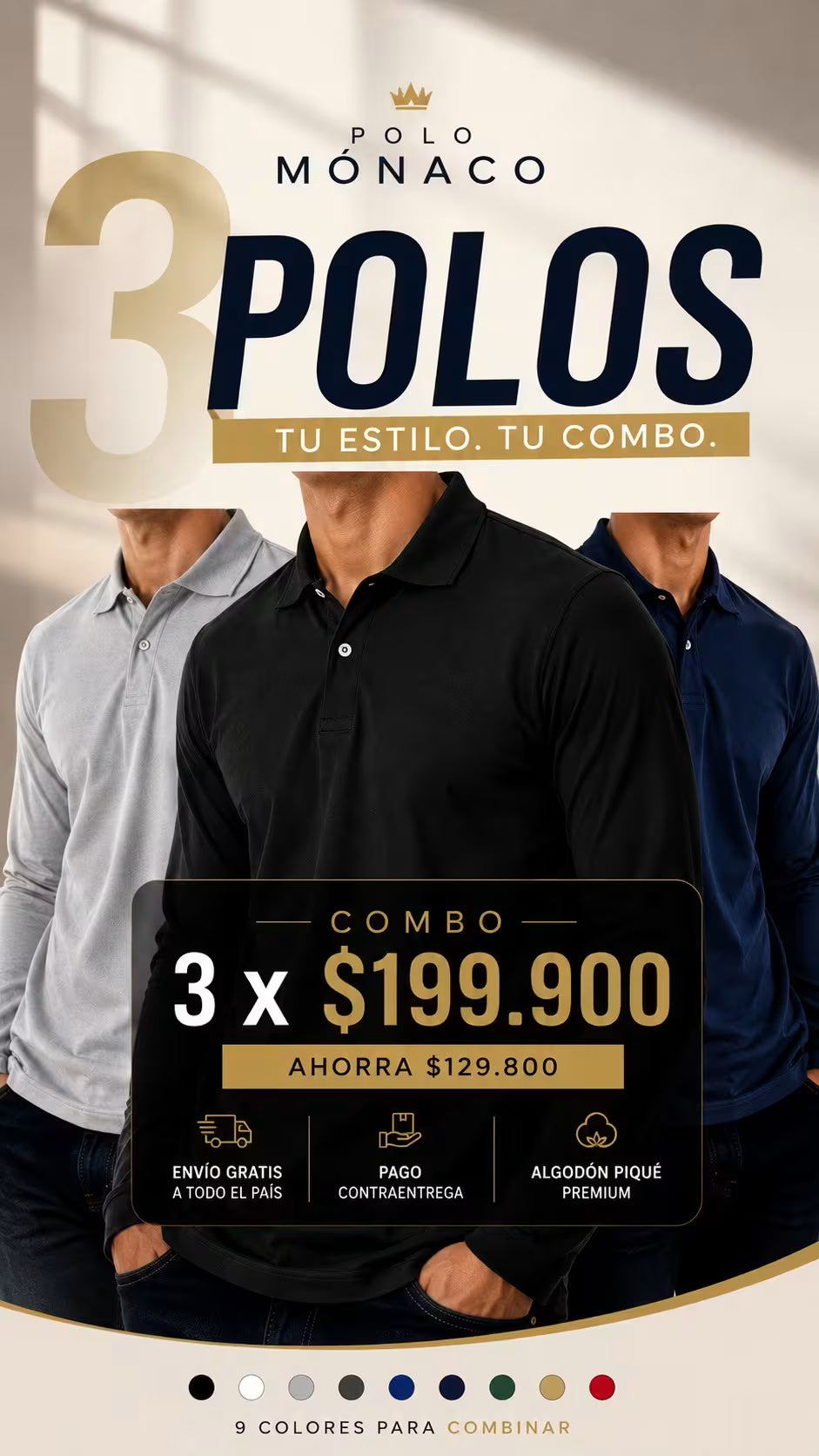 Polo Mónaco Manga Larga.