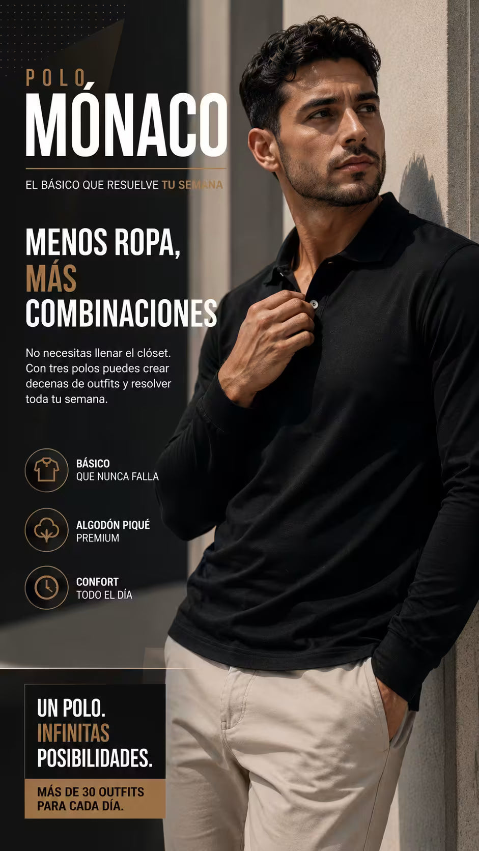 Polo Mónaco Manga Larga